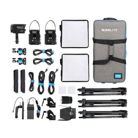 Nanlite PavoSlim 60B + Forza 60B II - zestaw, 2x PavoSlim 60B, 1x Forza 60B II, statywy, akcesoria_Zawartość zestawu_4